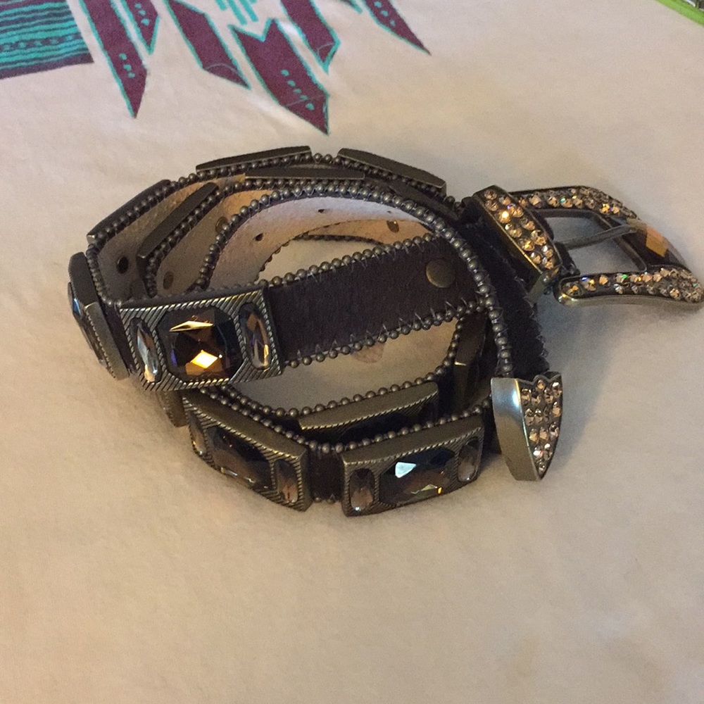 Wildfire dark brown and smoky topaz bling belt
